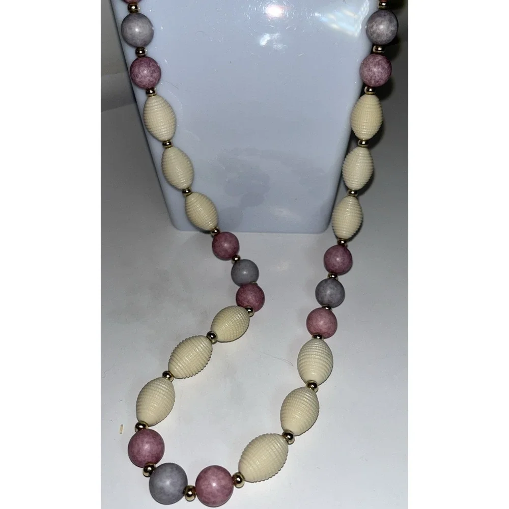 VTG NAPIER Necklace colorful Pale pastel decor gold tone Spacers 14